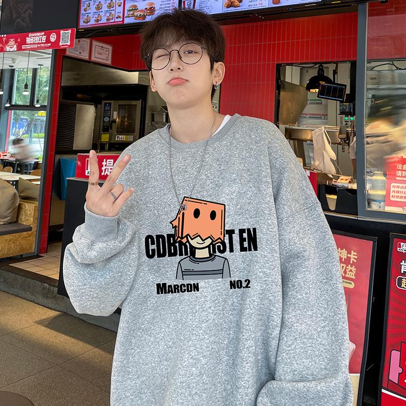 

Американский свитер с круглым вырезом Мужской Осенне-зимний Новый Повседневный Свободный Без Шапки Одежда с закрытой головой 5XL светло-серый