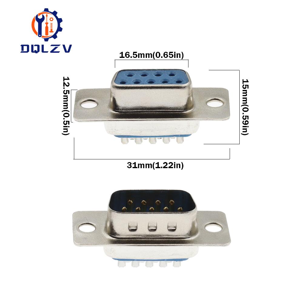 2PCS DB9 Adapter Connector Core RS232 Serial COM Plug Connectors Hole/pin Female Male Port Socket D Sub DP9 Plastic Case