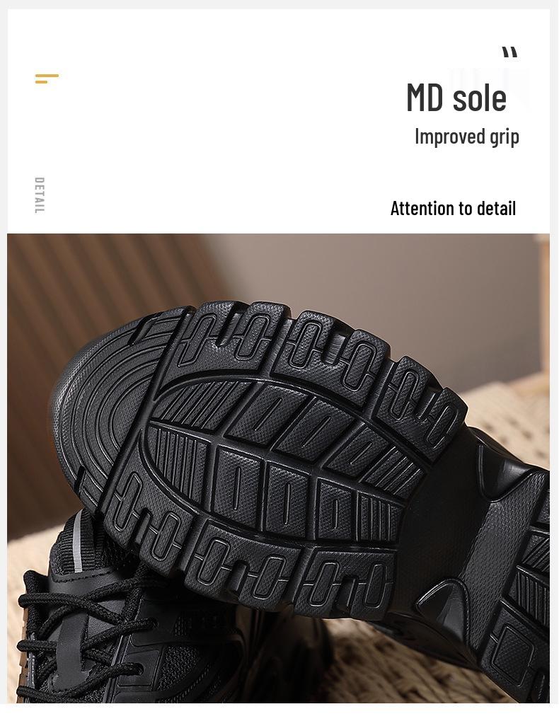 Women's Black Non-Slip Height-Increasing Sports Shoes - Fashionable, Comfortable, Versatile, Thick Sole for Spring/Autumn