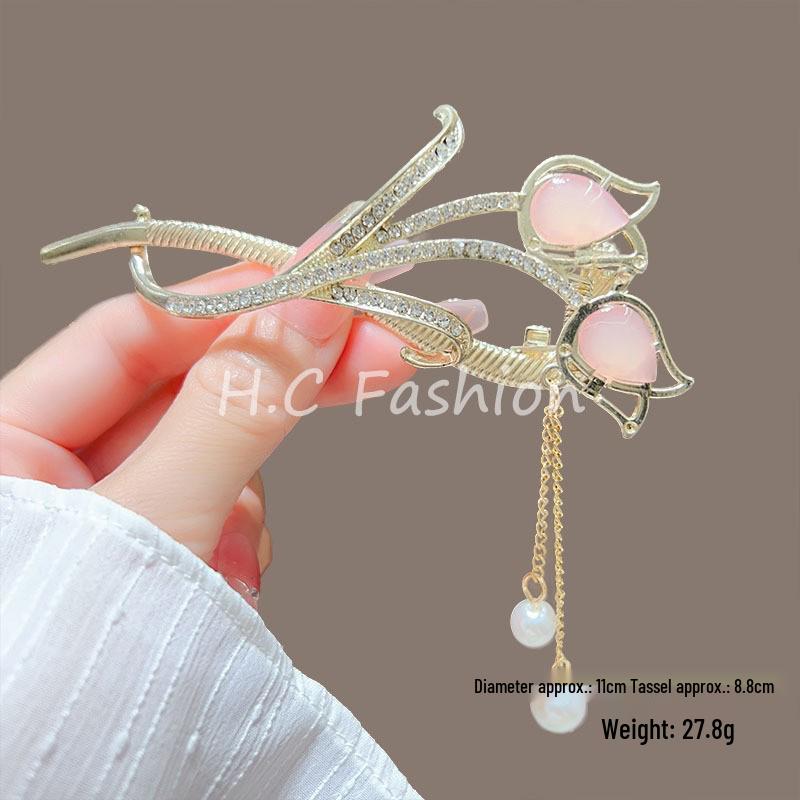 Retro Embroidered Butterfly Tassel Hair Clip for Women