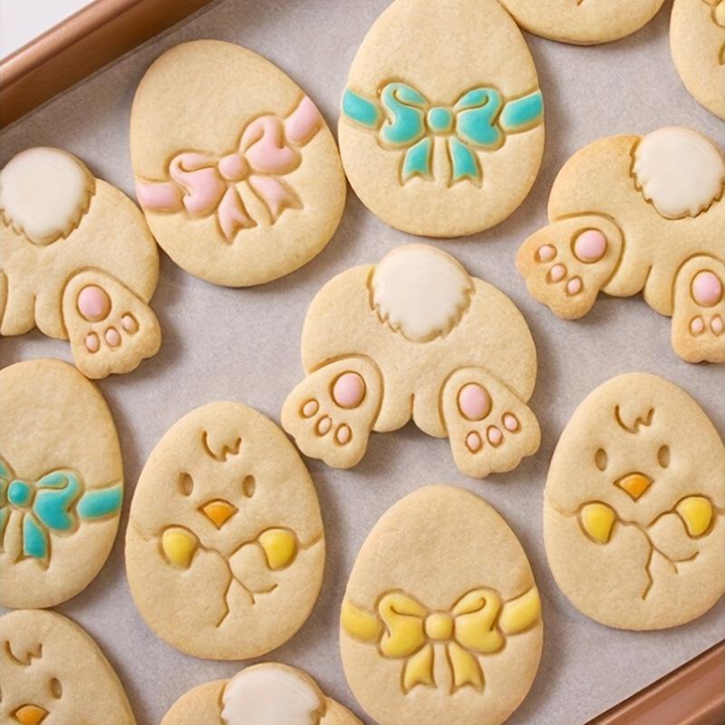 3pcs Easter Biscuit Cutters Set, Plastic Pastry Stampers, Bunny & Chick Shapes, Baking Tools for Spring Holiday Treats