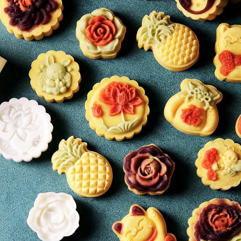 1set DIY Baking Mooncake Mold Hand Press Cookie Stamp Moon for Cake Decor Pastry Diy Tool Bakeware Bar Tool Mid Autumn Festival