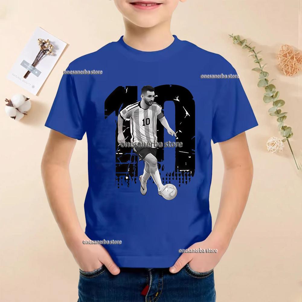 Summer Football Star Idol Cotton Messi Print Children TShirt Kid Teen Clothing Casual Fashion Sports Brand Boy Girl Tee Top