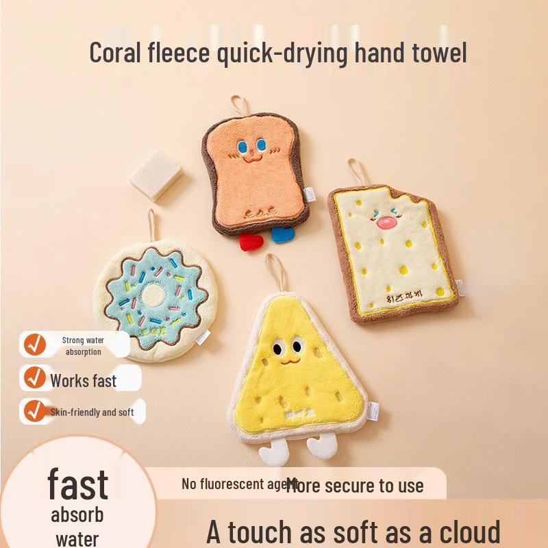 Cute Cartoon Hanging Hand Towel - Thickened Bathroom & Kitchen Washcloth