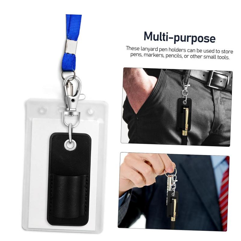 Portable Leather Pen Case Office Pen Holder Hanging Neck Lobster Buckle Pen Clip Doctor Nurse Pencil Badge Keychain