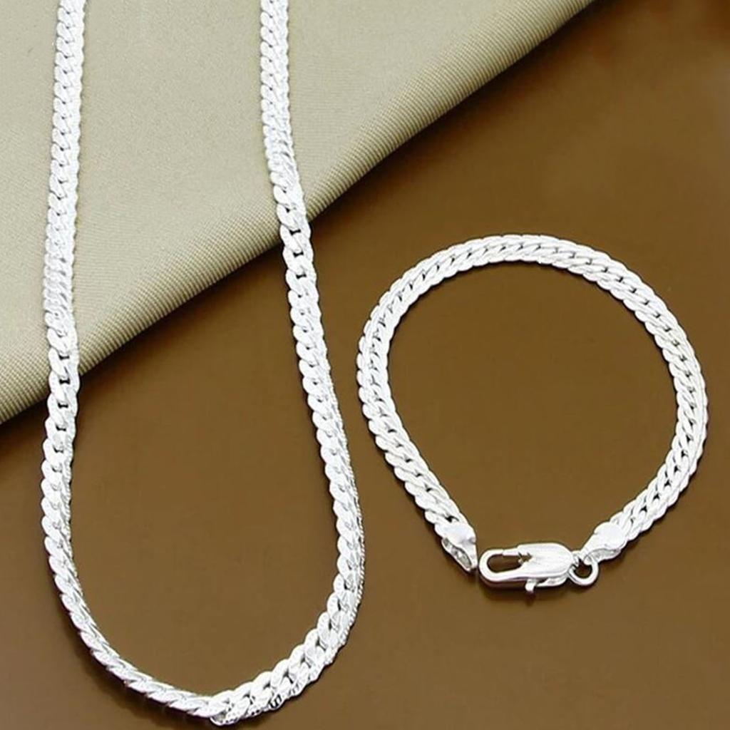 Copper 8/16/18/20/22/24 Inch 6mm Side Chain Necklace Bracelet For Woman Men Fashion Charm Wedding Jewelry