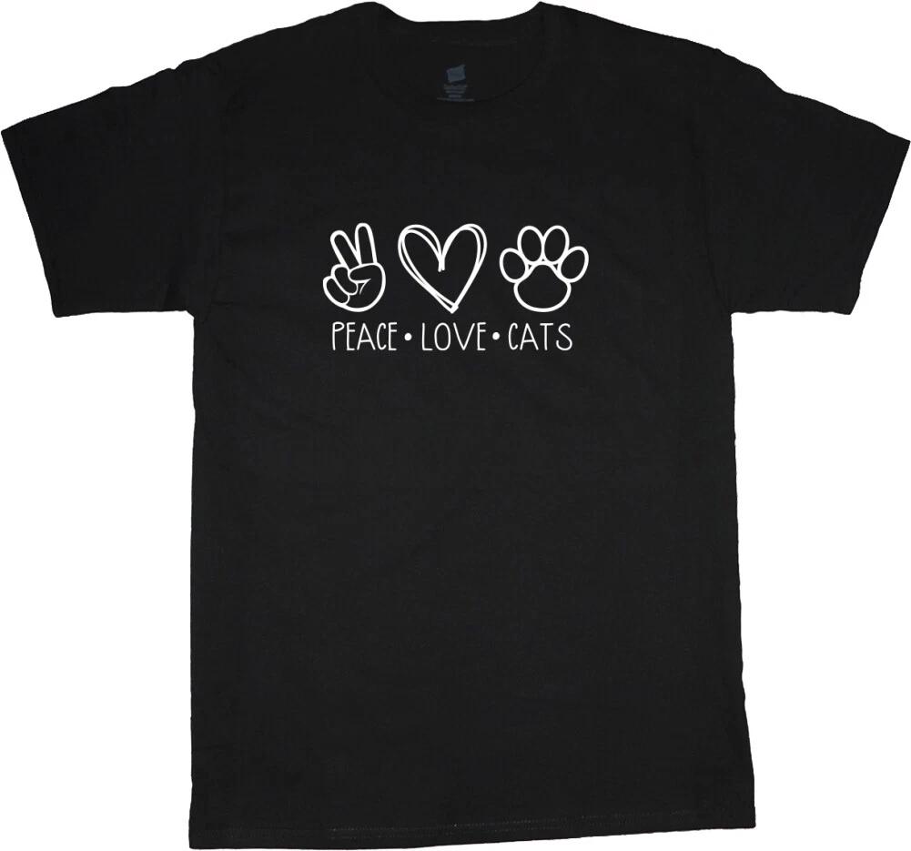 Peace Love Cats Cat Person Gifts Mens Graphic Tees Clothing Apparel