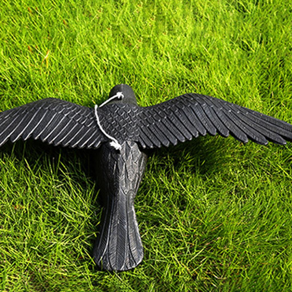 Crow Decoys Black Feathered Crow Standing Simulation Raven Statue Hunting Decoy Props Outdoors and Garden Decoration