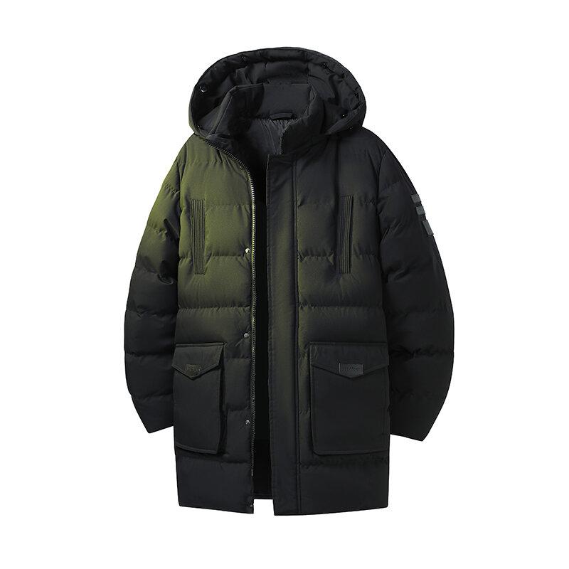 

Large Size Cotton Jacket for Men, Detachable Fur Collar, Hooded Cotton Jacket, Loose Fitting Jacket, Detachable Hat L чорний