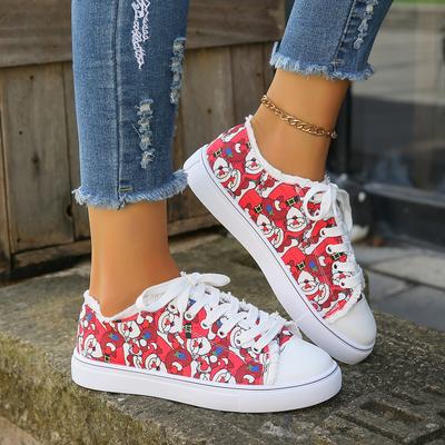 Westliches Weihnachten rot Weihnachtsmann Avatar lässige einzelne Schuhe große Größe flache Canvas Sport Skateboard Schuhe