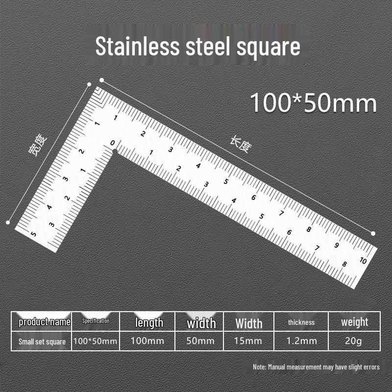 1m Stainless Steel & Aluminum Alloy Ruler, 50cm Measuring Tool, 15/20/30 Thickened Steel Plate, Straight Square Design