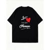 White Crewneck T-Shirt With Heart And Maman Text For Mother Day Gift