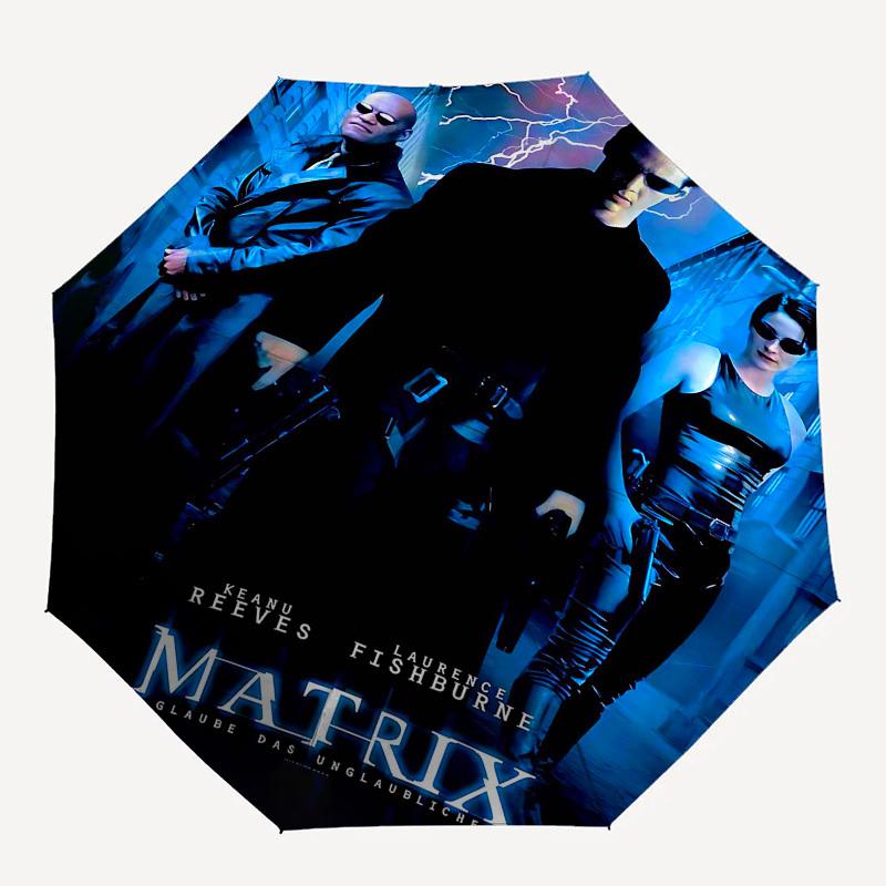 1pc Matrix Keanu Reeves Automatic Folding Umbrella - Compact 8-Rib Design, Durable Plastic & Iron1196L
