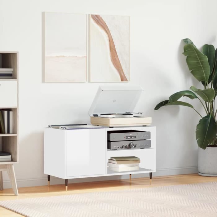 VidaXL Record Cabinet High Gloss White 85x38x48 Cm Engineered Wood 831694