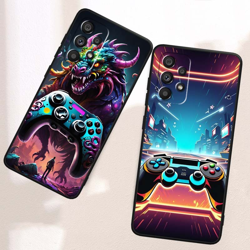 Creative game controller For Samsung A41 A35 A34 A33 A32 A25 A24 A23 A21s A06 A05 A04 A03 Note 10 20 Ultra 5G Black Phone Case