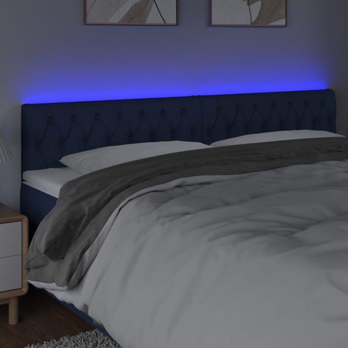 VidaXL Tête de Lit à LED Meuble de Chambre à Coucher Accessoire de Lit Double Tête de Cadre de Lit Intérieur Bleu 3121968
