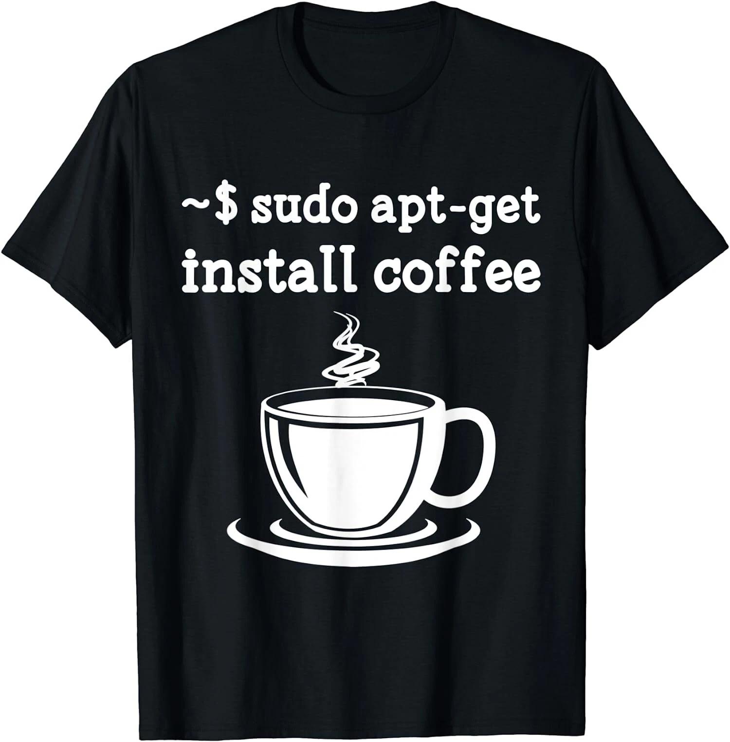 Linux Sudo Apt-Get Install Coffee T-Shirt XXL