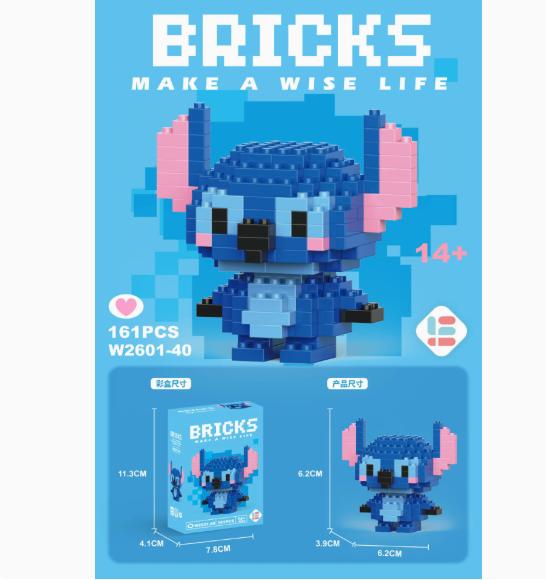 Anime Princess Building Blocks Stitch Mickey Mouse Mini Action Toy Figures Blocks Toys Bricks Assemble Toys Kids Gifts