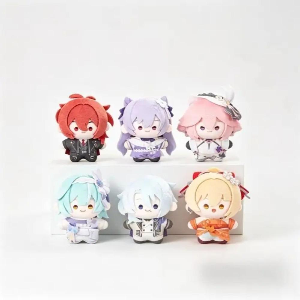 Anime Genshin Impact Diluc Keqing Kamisato Ayaka Cosplay 10cm Cotton Doll Figure Plush Pendant Keychain Gifts Toys Plushies