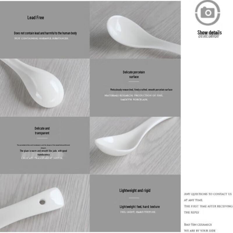 Portable Porcelain White Spoons