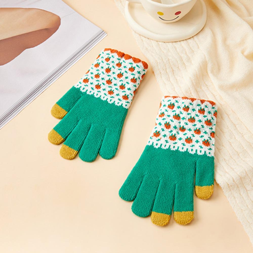 Imitation Cashmere Women Gloves Thickened Warm Gloves Fashion Knitted Gloves  Students зелёный