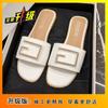 Platform Slippers Female 2025 Summer Wear Word with Fairy Style Fashion Versatile Internet Celebrity Flat Sandals Dopamine