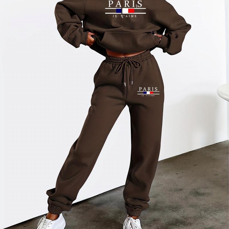 Women s Autumn Long Sleeve Casual Hoodie Set L