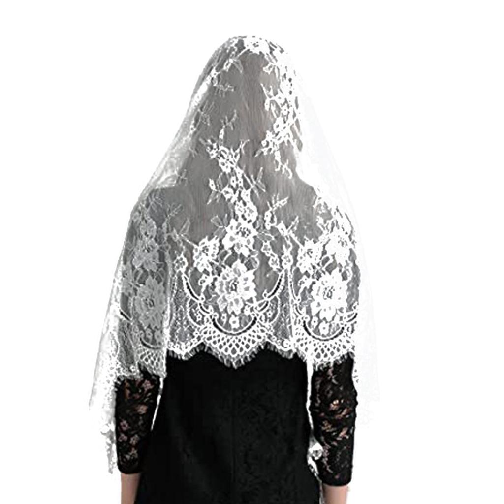 Lace Headscarf Veil Cape Scarf 70x150cm Women's Classic Shawl Soft Breathable Hollowed Out Solid Color Headband Shawl