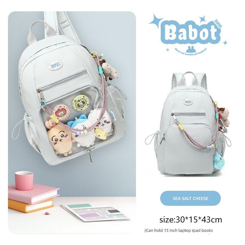 

Babot Оригинальный Персонализированный Школьный Рюкзак для Девочек-Подростков, Рюкзак для Старшеклассниц, Черный, Большой Вместимости, Baby Valley Двойного Назначения, Сумка для Боли SEA SALT CHEESE