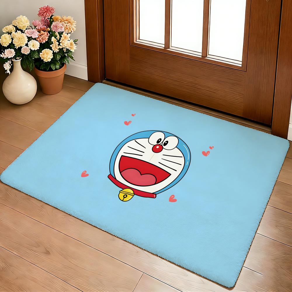 Kwaii Anime D-DoraemonS Floor Mat Cozy Flannel Soft Thick Non-Slip Mat For Living Room Bedroom Kitchen Decor Rugs