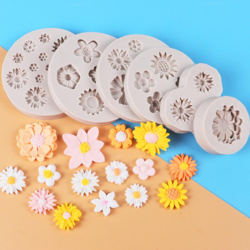 Daisy Wild Chrysanthemum Rose Flower Silicone Mold Sugarcraft Chocolate Cupcake Baking Mold Fondant Cake Decorating Tools