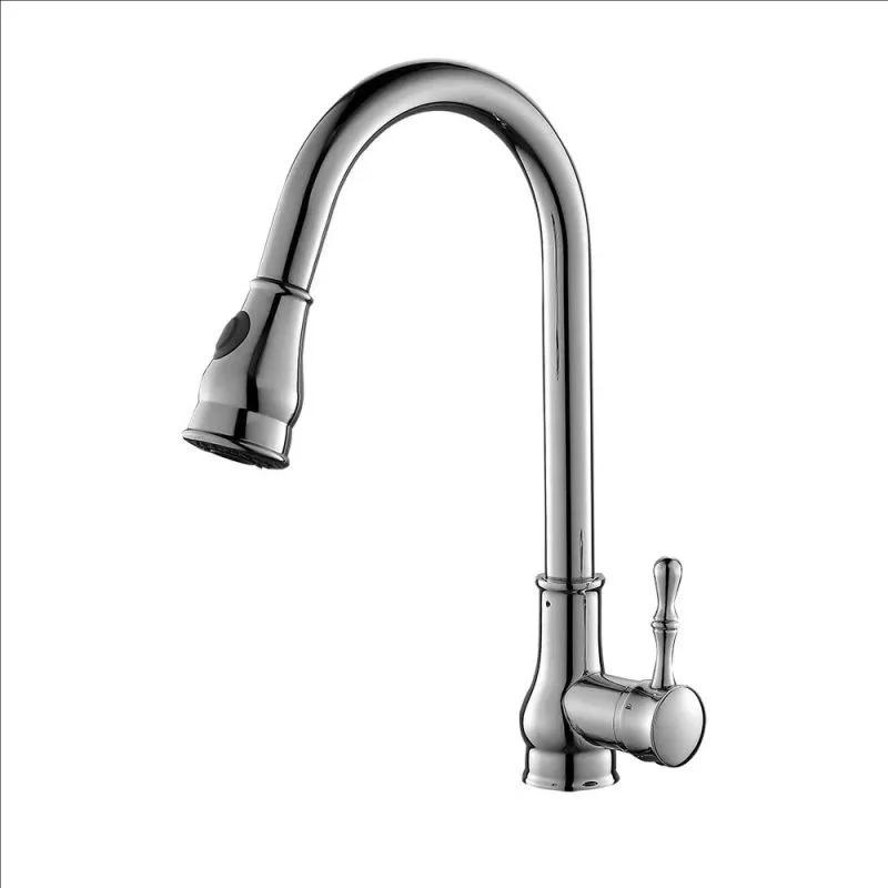 Antique Brass Kitchen Faucet Pull Out Spout Kitchen Faucet Black Single Hole Swivel Hot Cold Water Kitchen Mixer Tap Gold