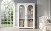 2-Door Wardrobe, Bedroom Storage Cabinet, Children's Wardrobe, with Clothes Rail, Acrylic Transparent Doors, Ceramic Handles, White, 80×50×120 Cm