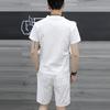 2Pcs/Set Men's Casual Cotton Linen Summer Suit Short Sleeve Button-Down Stylish Men's Suit Streetwear