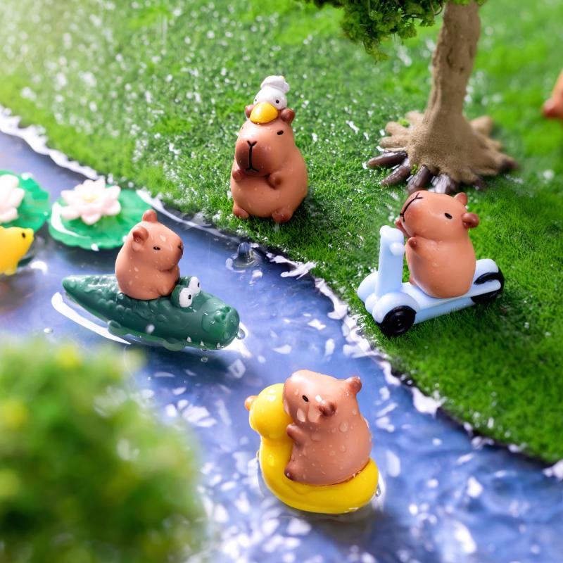 2 ks Mini Pryskyřičné Kapybara Miniatury Figurky Roztomilá Vílí Zahrada Zvířecí Ozdoba Mini Soška Dekorativní Malá Krajinářská