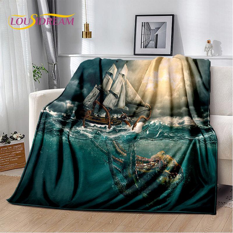 A Pirate Boat,Barque,Boat Ship Monster Soft Plush Blanket,Flannel Blanket Throw Blanket for Living Room Bedroom Bed Sofa Picnic