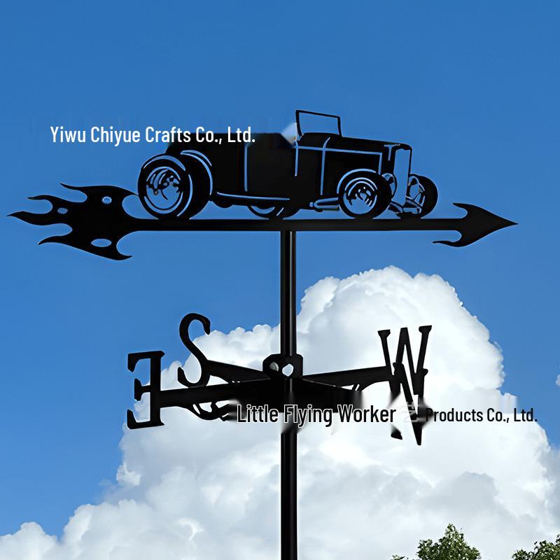 Weather Vane Ornament: Outdoor Wrought Iron Spray-Painted Roof Decoration Metal Craft