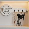 Key Hook Widened Back Plate Wooden Wall Rack Rustic Style Organizer for Entryway Kitchen