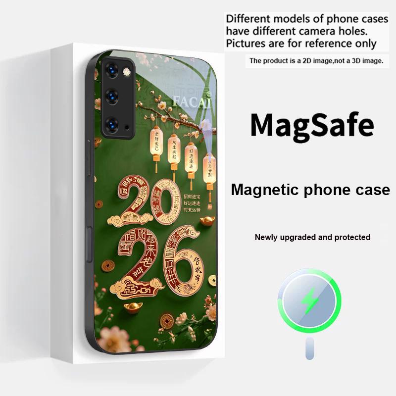

Happy New Year, 2026 For Magsafe Samsung S25 S25 Edge S25Ultra S8 9 10 20 S21 Pro 22 Plus S23 FE S24 Ultra Glass Phone Case Galaxy S23+