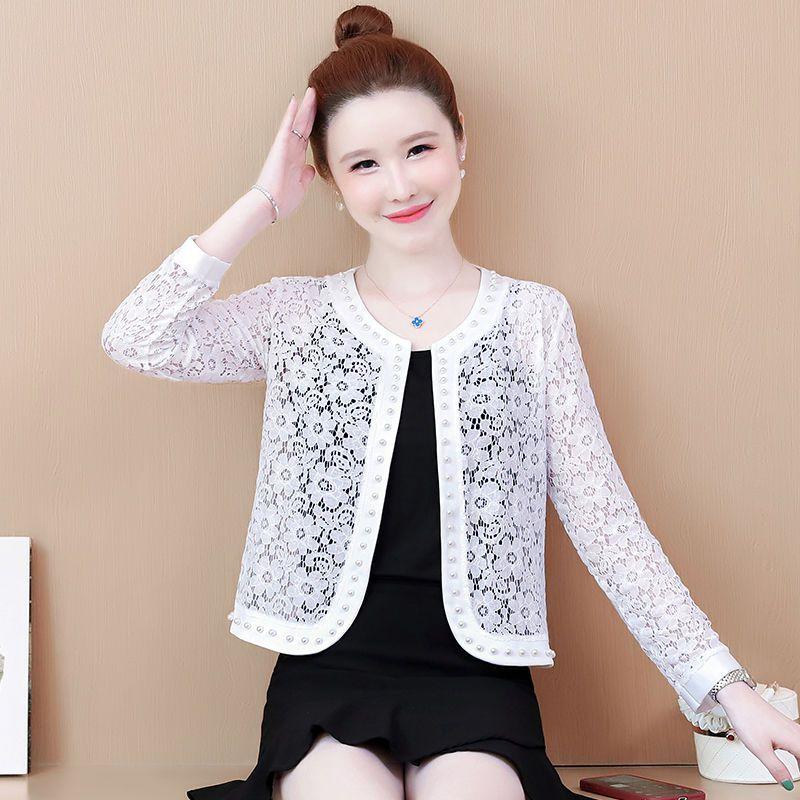Summer Thin Plus Lace Shawl Short Jacket Paired with Skirt and Cardigan for Sun Protection