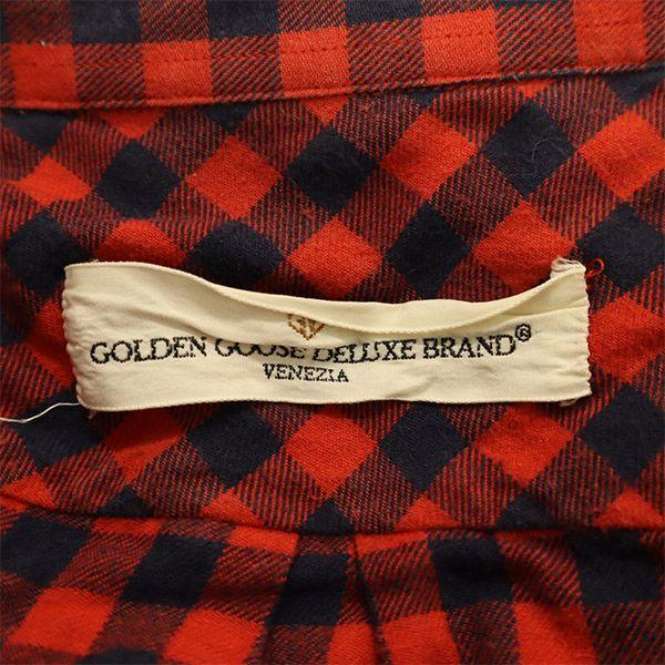 GOLDEN GOOSE DELUXE BRAVO check Long sleeve shirt M Red x black Men's Used