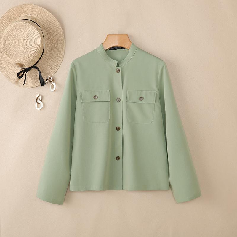 

ZANZEA Women Casual Stand Collar Loose Long Sleeve Blouse 2XL зелений