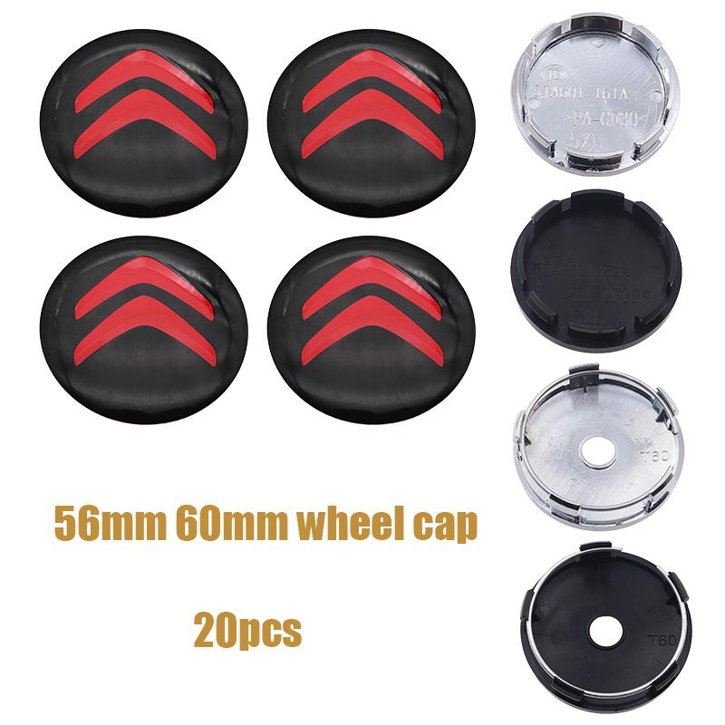 20pcs 56mm 60mm Citroen 3D logo Car wheel emblem Wheel Center Hub Cap auto Rim refit dust-proof badge covers styling accessories