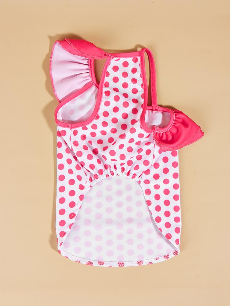 Dress Shirt CutePolka Dots Sundress Printed Princess Summer Puppy Apparel Clothes with Ruffles for Small Dogs Cats Puppy