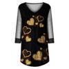 Women's Fashion Casual Long-sleeve V-neck Sexy Mesh Printing Stitching Dress