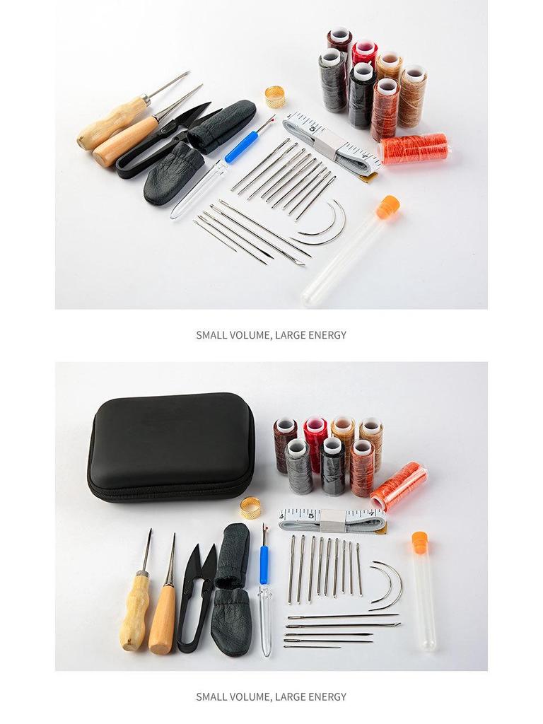 Hand-Stitched Leather Goods DIY Sewing Kit: 33-Piece Set for Making Leather Items