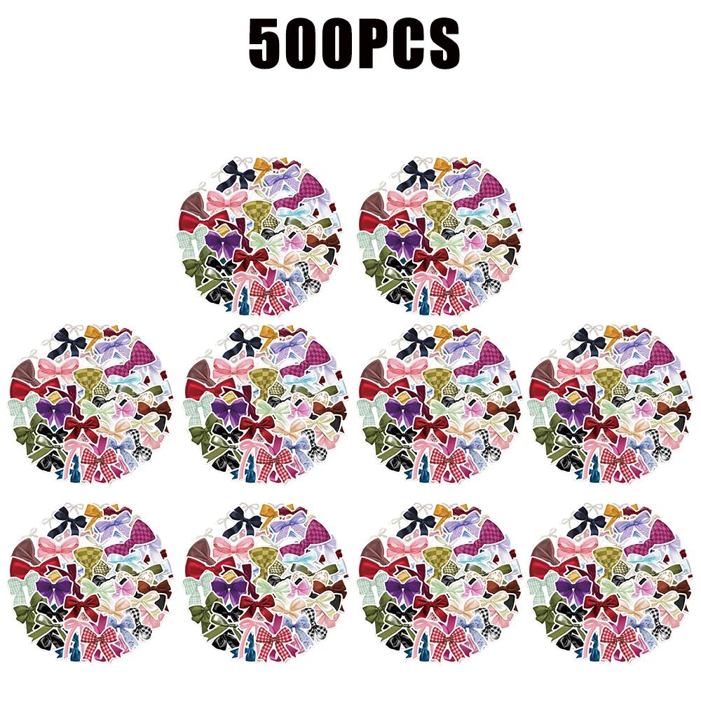 Colorful Bow Stickers Removable Aesthetic DIY Decals for Scrapbooking Phone Luggage Skateboard Glossy Waterproof Skin Safe Decor