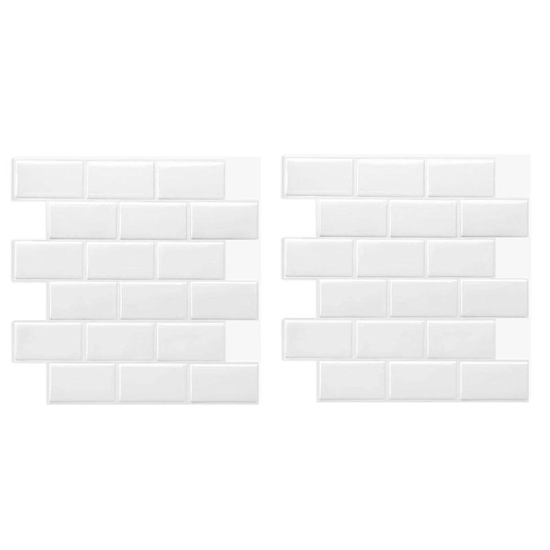 

For Kitchen Bathroom Laundry Room Backsplash Wallpaper 3D Texture Tile Sticker Enhanced Backing Adhesion Thicker Design XS белый