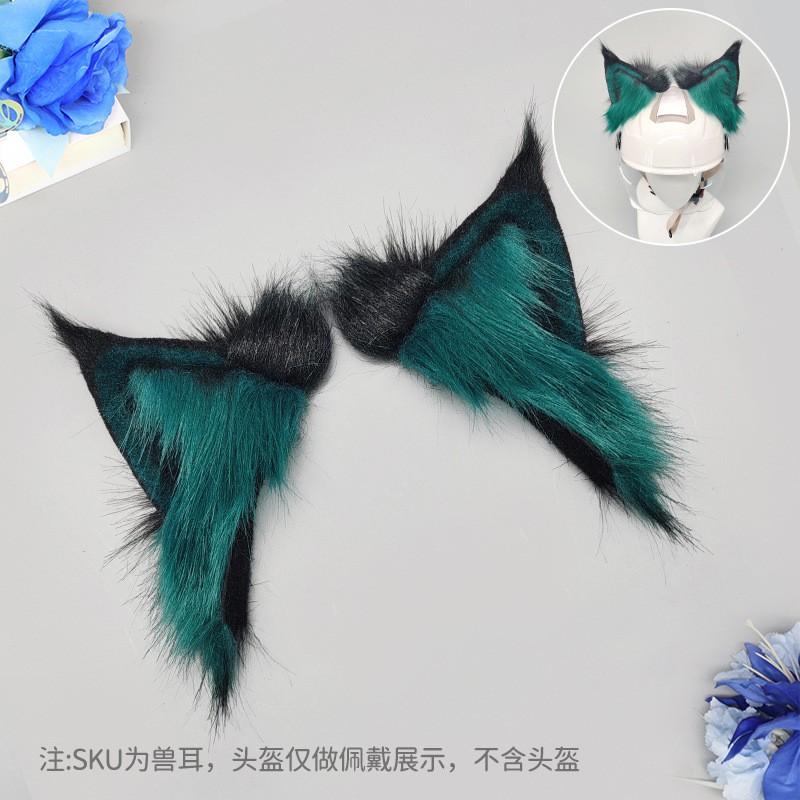 Motorcycle Helmet Ear Accessories Cat Ears Wolf Animal Style Fluffy Headgear Scooter Riders Customization