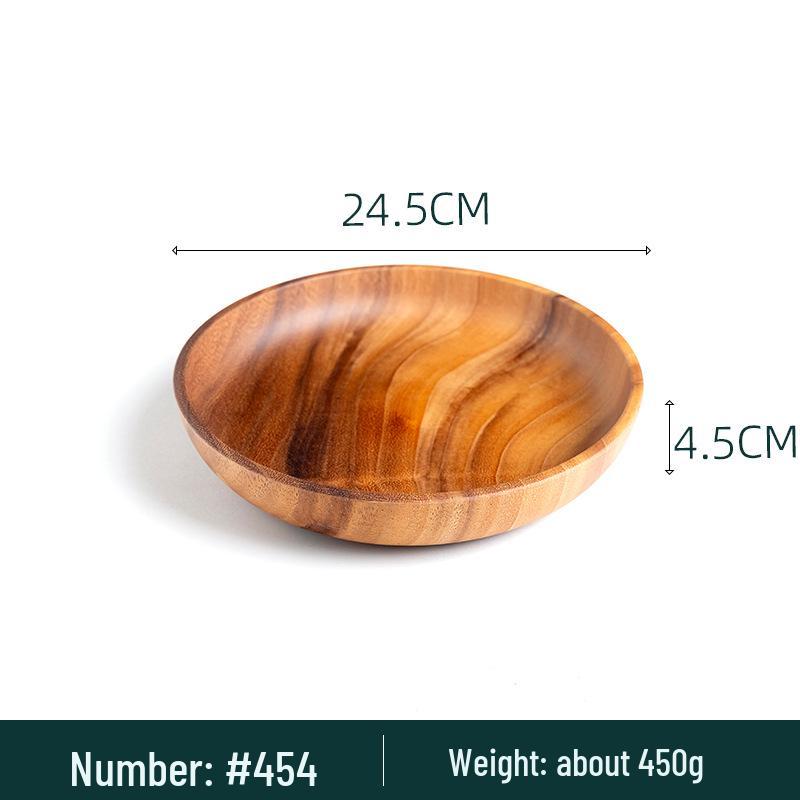 Acacia Wood Round Fruit Bowl: Japanese Tray for Snacks, Dried Fruits, or Desserts
